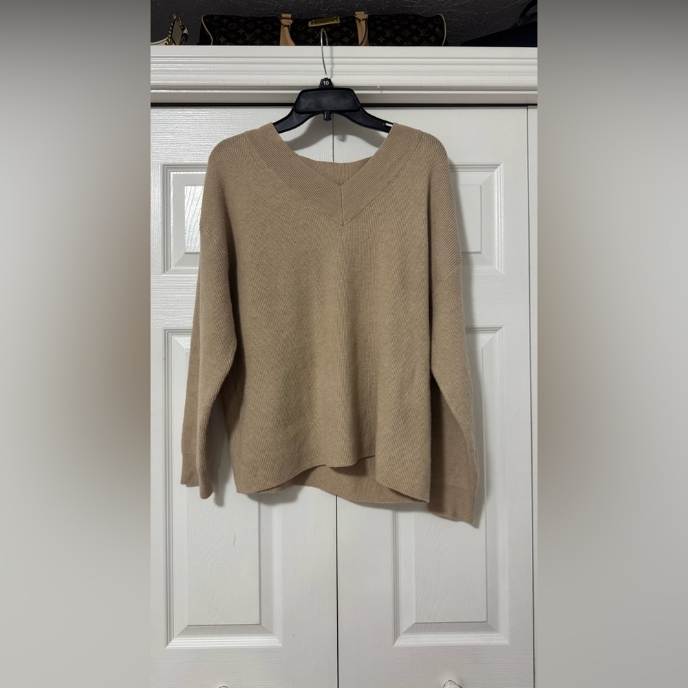 Nine West V-Neck Sweater in Tan
